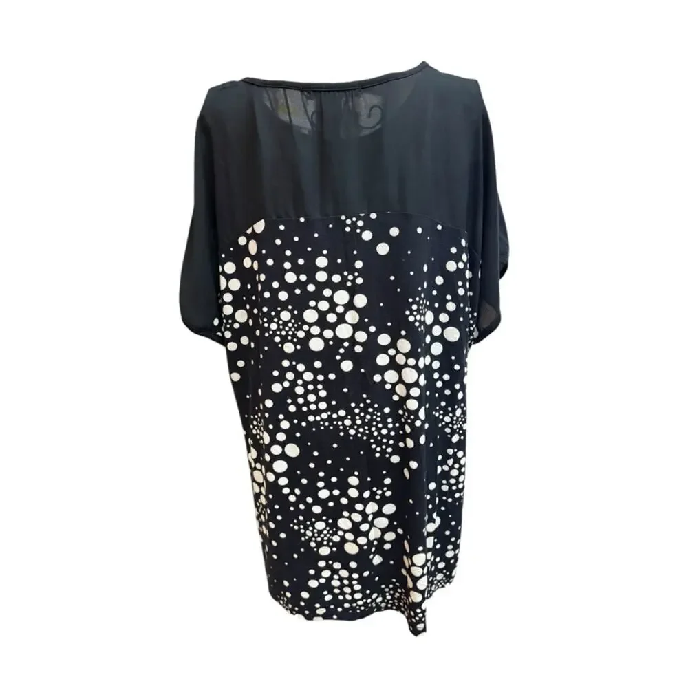 Sejour Black Top with White Dot Pattern 2X